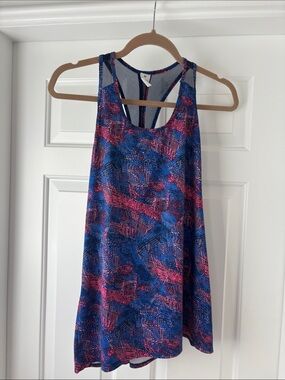 Reebok Blue and Pink Racerback Tank Top